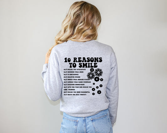 10 Reasons To Smile Crewneck Sweatshirt | 10 Reasons to Smile Sweater | Motivational Crewneck Sweatshirts